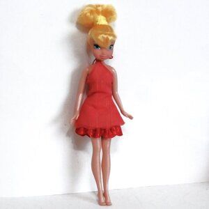 Disney TINKER BELL DOLL 2010 JAKKS 10 Inch, Blonde Hair, Red Dress
